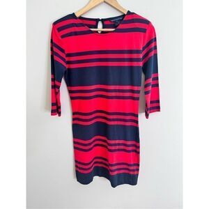 French connection red and blue striped long sleeve mini dress sz 8
